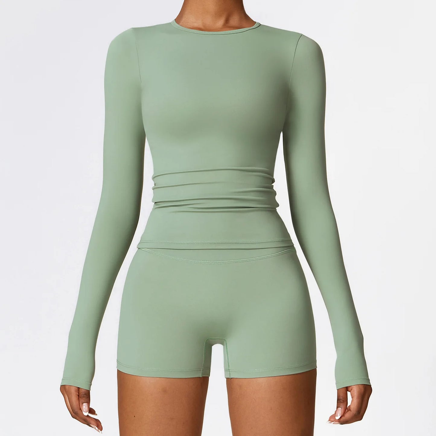 Camiseta de yoga de manga larga de alta intensidad para mujer con forro cepillado, para Pilates, correr y entrenamiento cruzado, tipo crop top deportivo