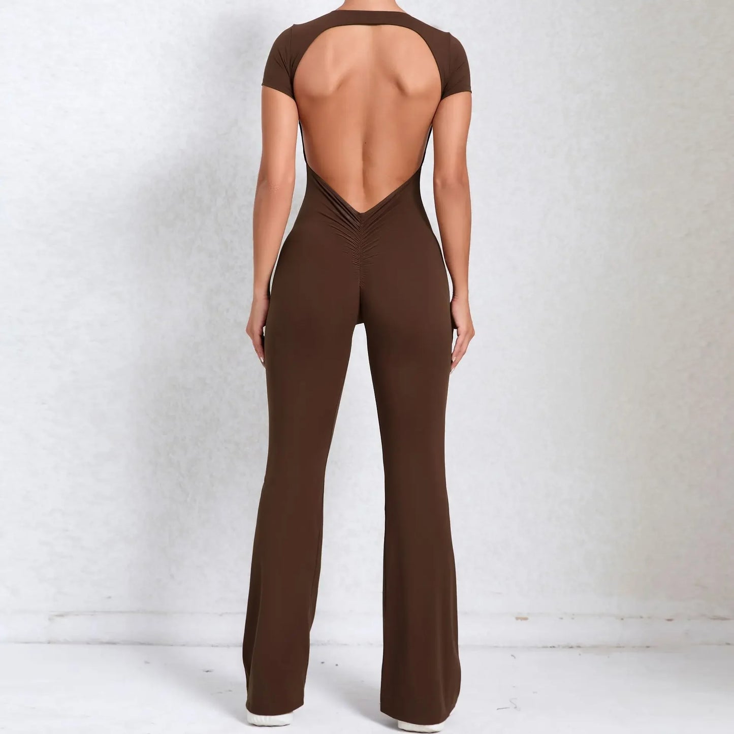 Mameluco de yoga de manga larga para mujer, elástico, pantalones acampanados, traje de gimnasio, conjunto de entrenamiento, ropa deportiva para mujer