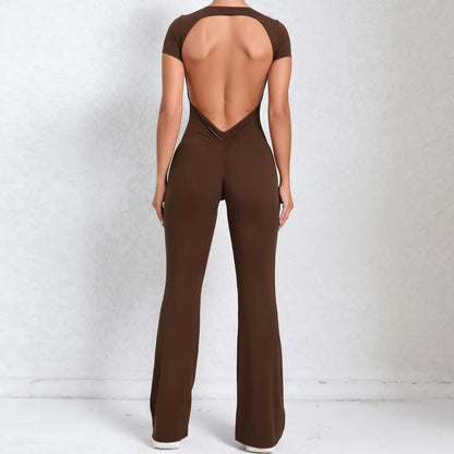 Mameluco de yoga de manga larga para mujer, elástico, pantalones acampanados, traje de gimnasio, conjunto de entrenamiento, ropa deportiva para mujer