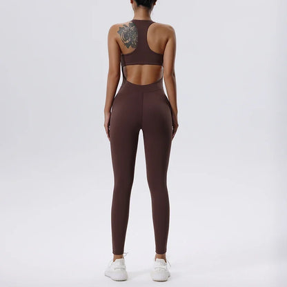 Women's Sleeveless Yoga Jumpsuit - Full Seasons Casual Fitness Sporty Playsuit, Slim Fit Activewear, Lady Workout Outfit for Gym
