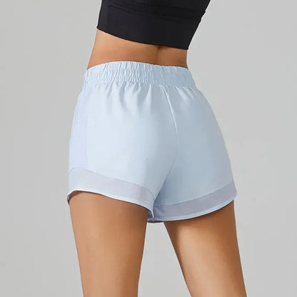 High Waisted Jogger Shorts for Women with Tummy Control Drawstring Two-piece Design Fitness Running Shorts with Pockets