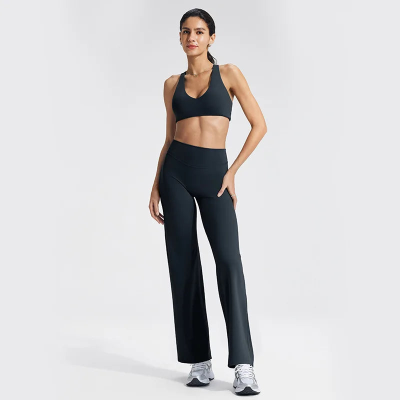 Conjunto de ropa de yoga para mujer - Ropa deportiva para gimnasio, correr, descansar y entrenar, traje elástico de fitness, conjunto atlético de dos piezas