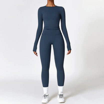 Women's Tight Yoga Tracksuit Workout Activewear 2 Piece Set for Winter Outdoor Running Athletic Sports Suit for Women
