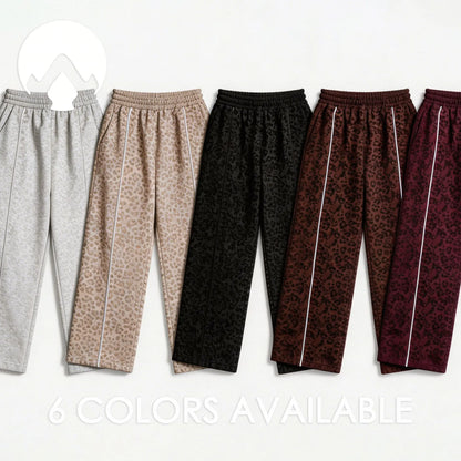 Women's Loose Leopard Print Athletic Pants, Wide Leg Trousers, Outdoor Running Jogging Yoga Sweatpants Sports Fitness Activities