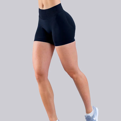 Pantalones cortos de yoga sin costuras de cintura alta para mujer, levantamiento de cadera, transpirables, elásticos, deportivos para correr al aire libre, fitness, entrenamiento diario
