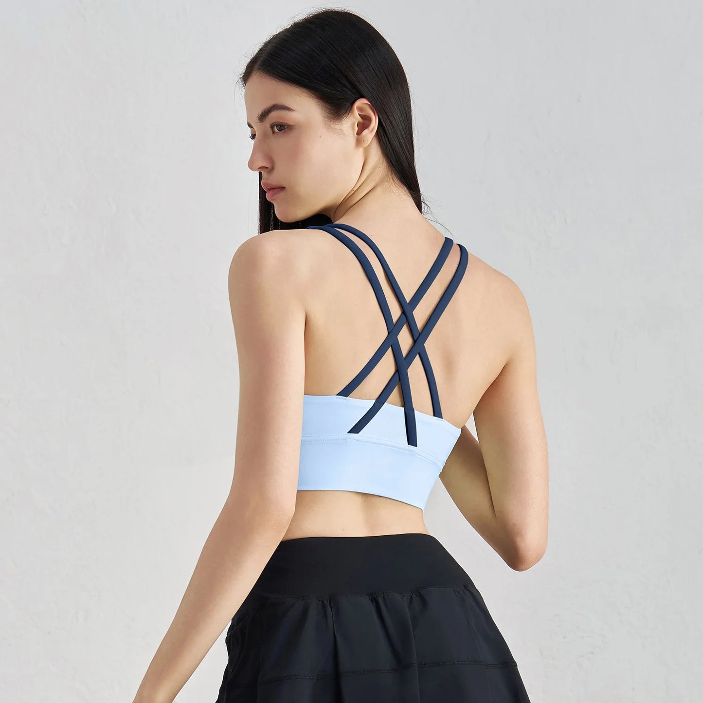 Sujetador deportivo de yoga Naked Feel para mujer - Top sin mangas con almohadillas y espalda cruzada para yoga, fitness, gimnasio