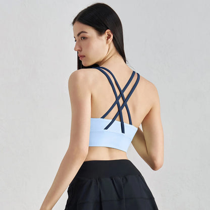 Sujetador deportivo de yoga Naked Feel para mujer - Top sin mangas con almohadillas y espalda cruzada para yoga, fitness, gimnasio