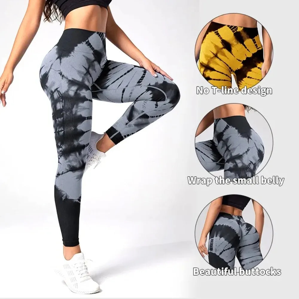 Leggings sin Costuras para Mujer, Pantalones de Yoga, Cintura Alta, Teñido Anudado, Leggings de Entrenamiento, Levantamiento de Glúteos, Mallas Deportivas para Gimnasio de Mujer