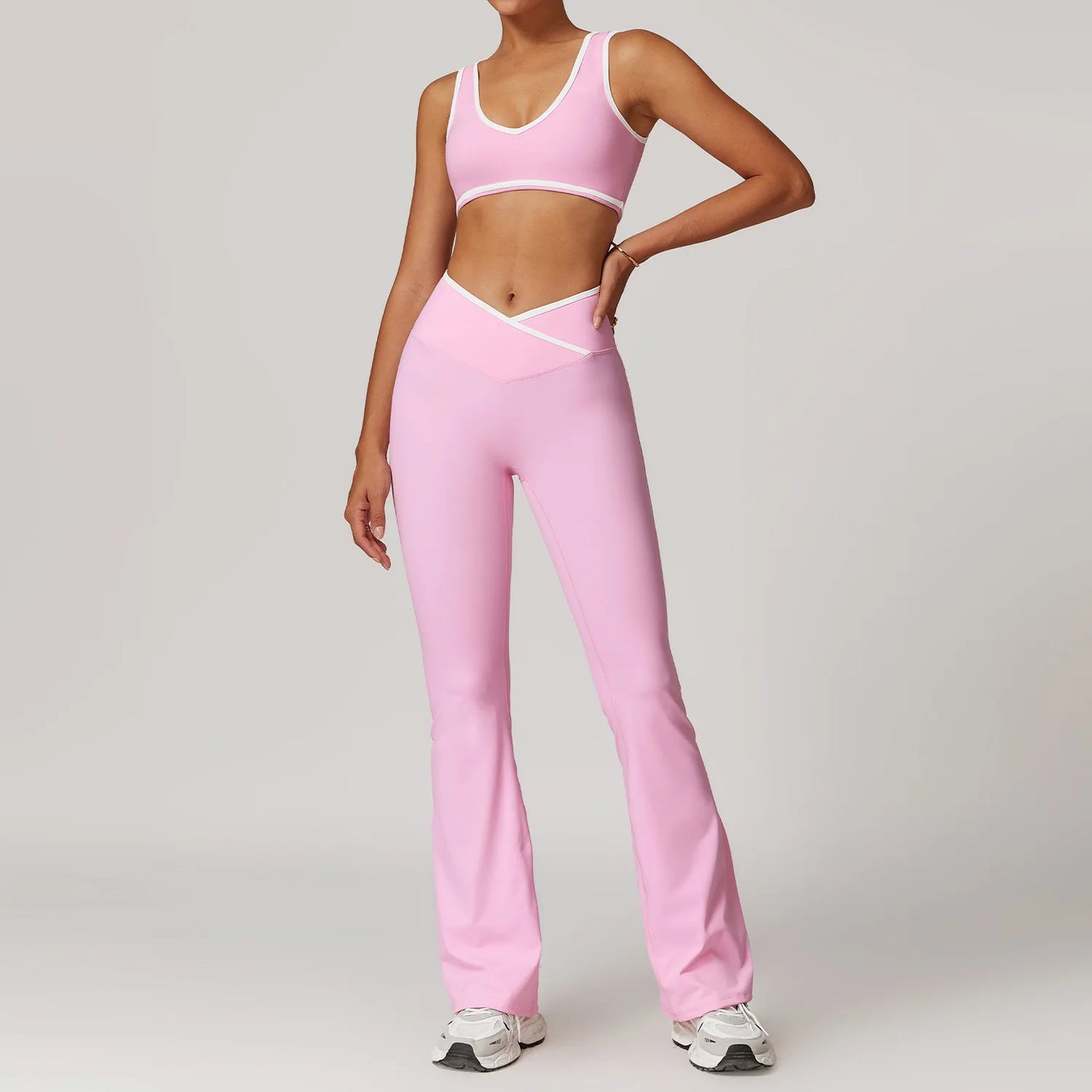 Conjunto de yoga para mujer de 2 piezas - Leggings de cintura alta y sujetador deportivo, conjuntos de entrenamiento para fitness, chándal de gimnasio, ropa deportiva atlética
