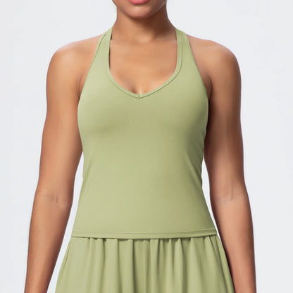 Women's Yoga Vest - Solid Color Slim-Fit Sports Top with Thin Shoulder Straps, Gym, Running, Pilates & Workout Athletic Tank Top