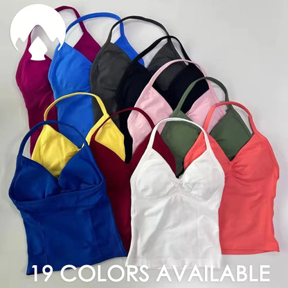 Camiseta sin mangas deportiva para mujer sin costuras con almohadillas extraíbles, chaleco de alta elasticidad, mate y ajustado para correr, hacer ejercicio, yoga y uso activo