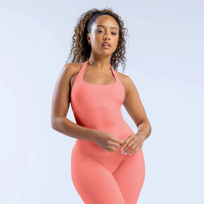 Chaleco deportivo tipo halter para mujer, sin costuras, transpirable, sin mangas, para correr al aire libre, fitness, yoga, entrenamiento, ropa deportiva