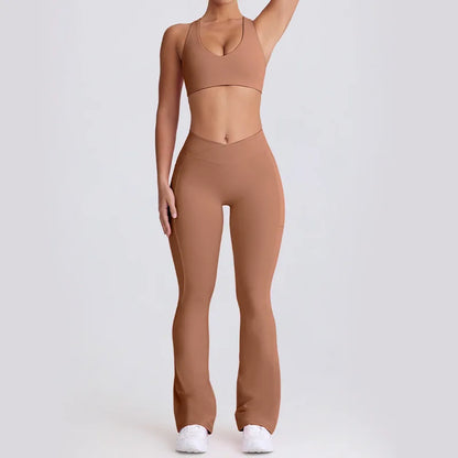 Women's Seamless Yoga Outfit Set Sports Bra Camisole Pants for Outdoor Fitness Gym Workout High Waist Tummy Control Active Women