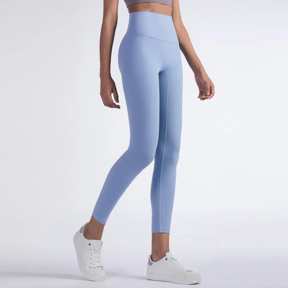 Pantalones de yoga de licra, leggings de gimnasio para mujer, mallas suaves de fitness, cintura alta elástica, transpirables, sin línea en T, pantalones deportivos