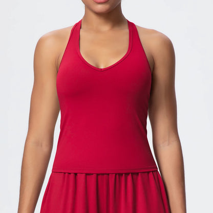 Women's Yoga Vest - Solid Color Slim-Fit Sports Top with Thin Shoulder Straps, Gym, Running, Pilates & Workout Athletic Tank Top
