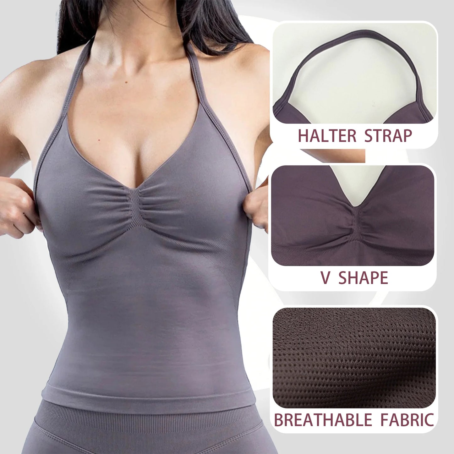 Camiseta sin mangas deportiva para mujer sin costuras con almohadillas extraíbles, chaleco de alta elasticidad, mate y ajustado para correr, hacer ejercicio, yoga y uso activo