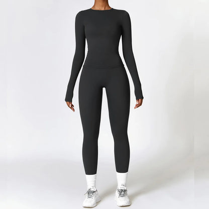 Women's Tight Yoga Tracksuit Workout Activewear 2 Piece Set for Winter Outdoor Running Athletic Sports Suit for Women