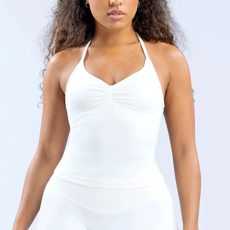 Camiseta sin mangas deportiva para mujer sin costuras con almohadillas extraíbles, chaleco de alta elasticidad, mate y ajustado para correr, hacer ejercicio, yoga y uso activo