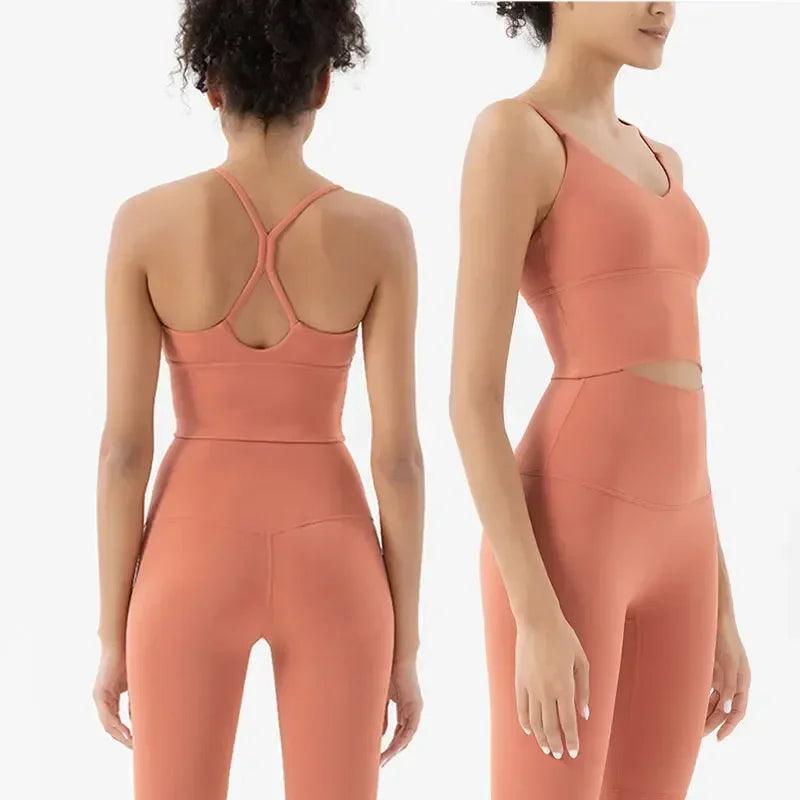 Conjuntos de dos piezas de sostén deportivo y leggings, atuendos de mujer, conjuntos de fitness para gimnasio con sensación de piel, ropa de entrenamiento para mujer, conjunto deportivo para mujer