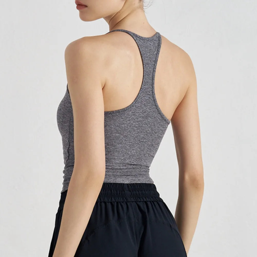 Women's Sports Bra with Chest Padding I-shaped Vest Tight-fitting Slimming Yoga Pilates Fitness Breathable Top Summer