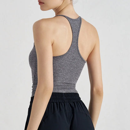 Women's Sports Bra with Chest Padding I-shaped Vest Tight-fitting Slimming Yoga Pilates Fitness Breathable Top Summer