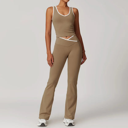 Conjunto de yoga para mujer de 2 piezas - Leggings de cintura alta y sujetador deportivo, conjuntos de entrenamiento para fitness, chándal de gimnasio, ropa deportiva atlética