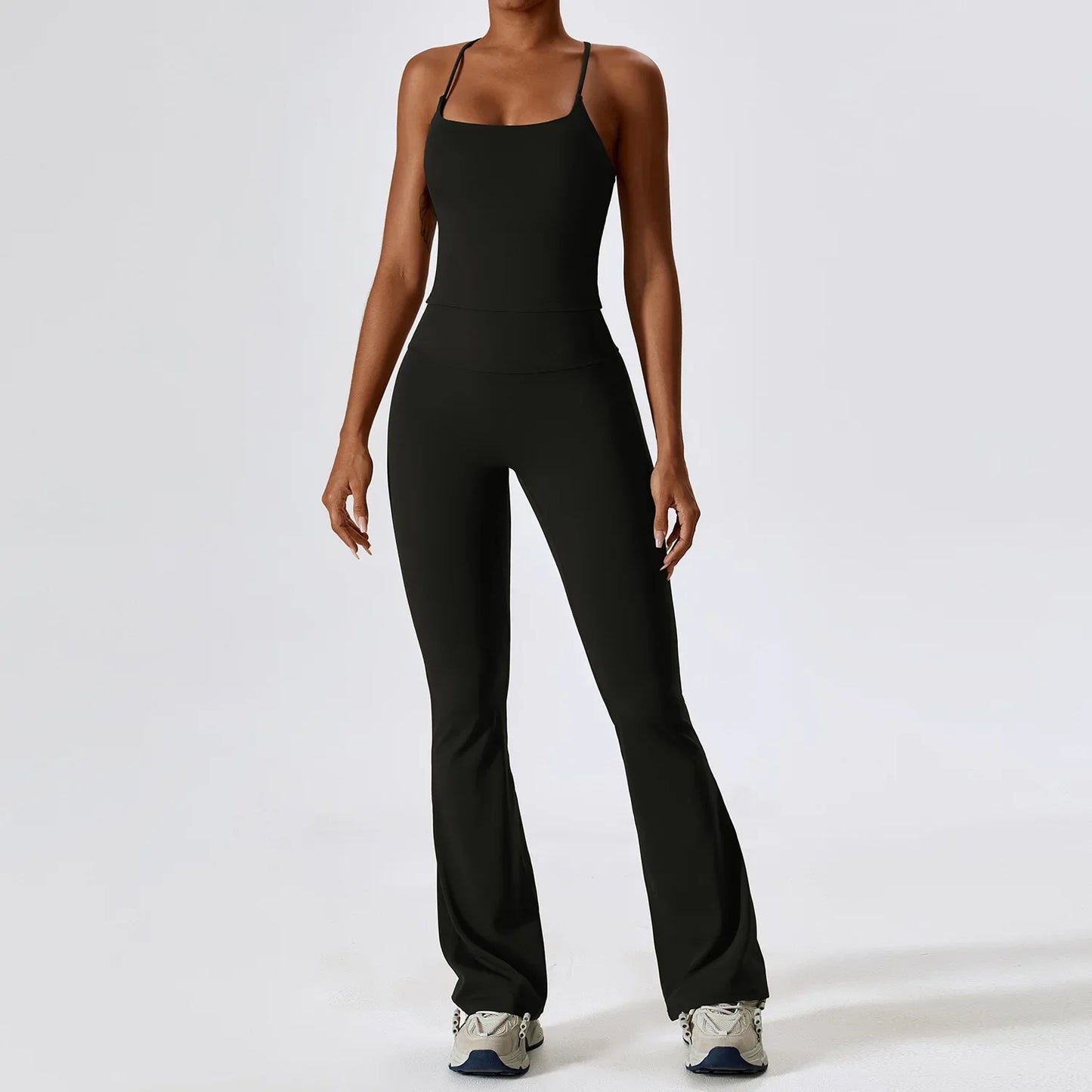 Conjuntos de dos piezas Naked Feeling para mujer, top corto acolchado, pantalones acampanados con efecto push-up, chándal de yoga, conjunto de gimnasio y ropa deportiva para mujer
