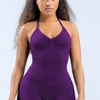 Camiseta sin mangas deportiva para mujer sin costuras con almohadillas extraíbles, chaleco de alta elasticidad, mate y ajustado para correr, hacer ejercicio, yoga y uso activo