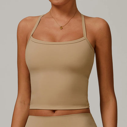 Camiseta de tirantes de yoga con espalda abierta y forro polar para mujer, sujetador deportivo para correr, chaleco de fitness para mujer, ropa deportiva