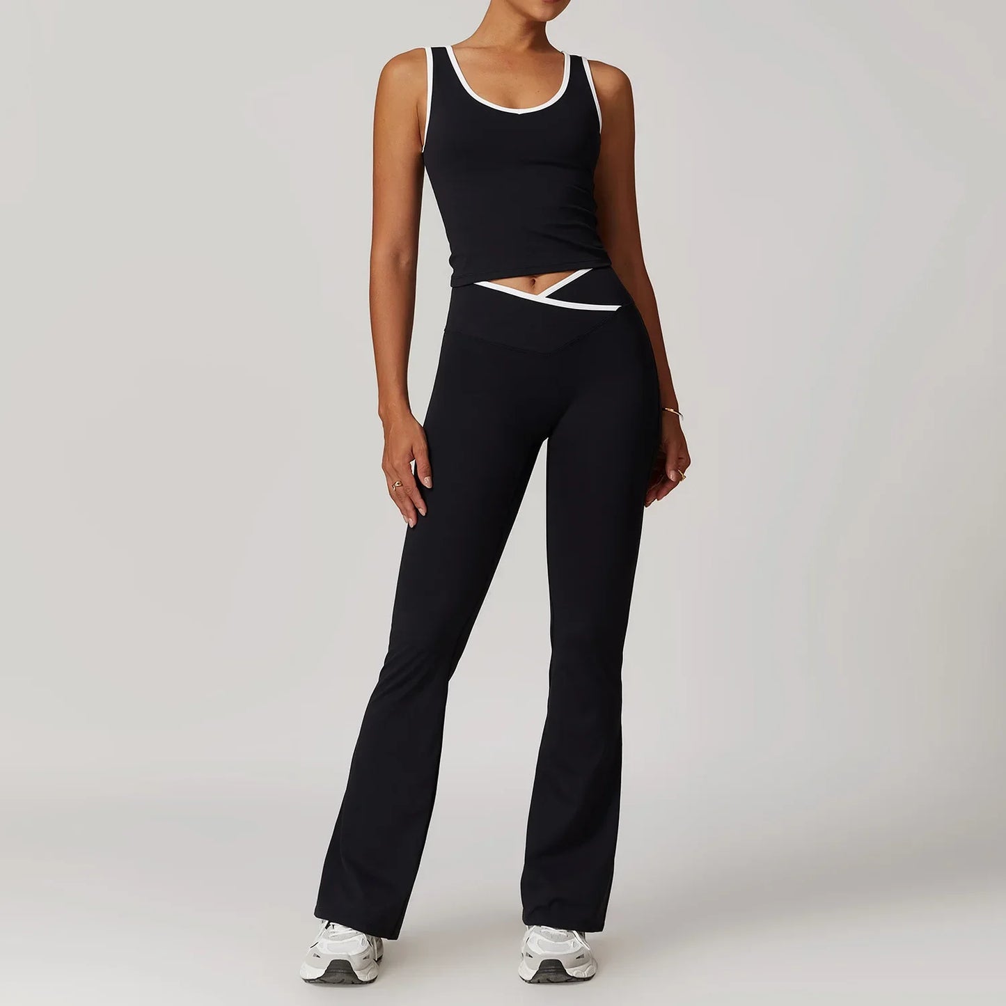 Conjunto de yoga para mujer de 2 piezas - Leggings de cintura alta y sujetador deportivo, conjuntos de entrenamiento para fitness, chándal de gimnasio, ropa deportiva atlética