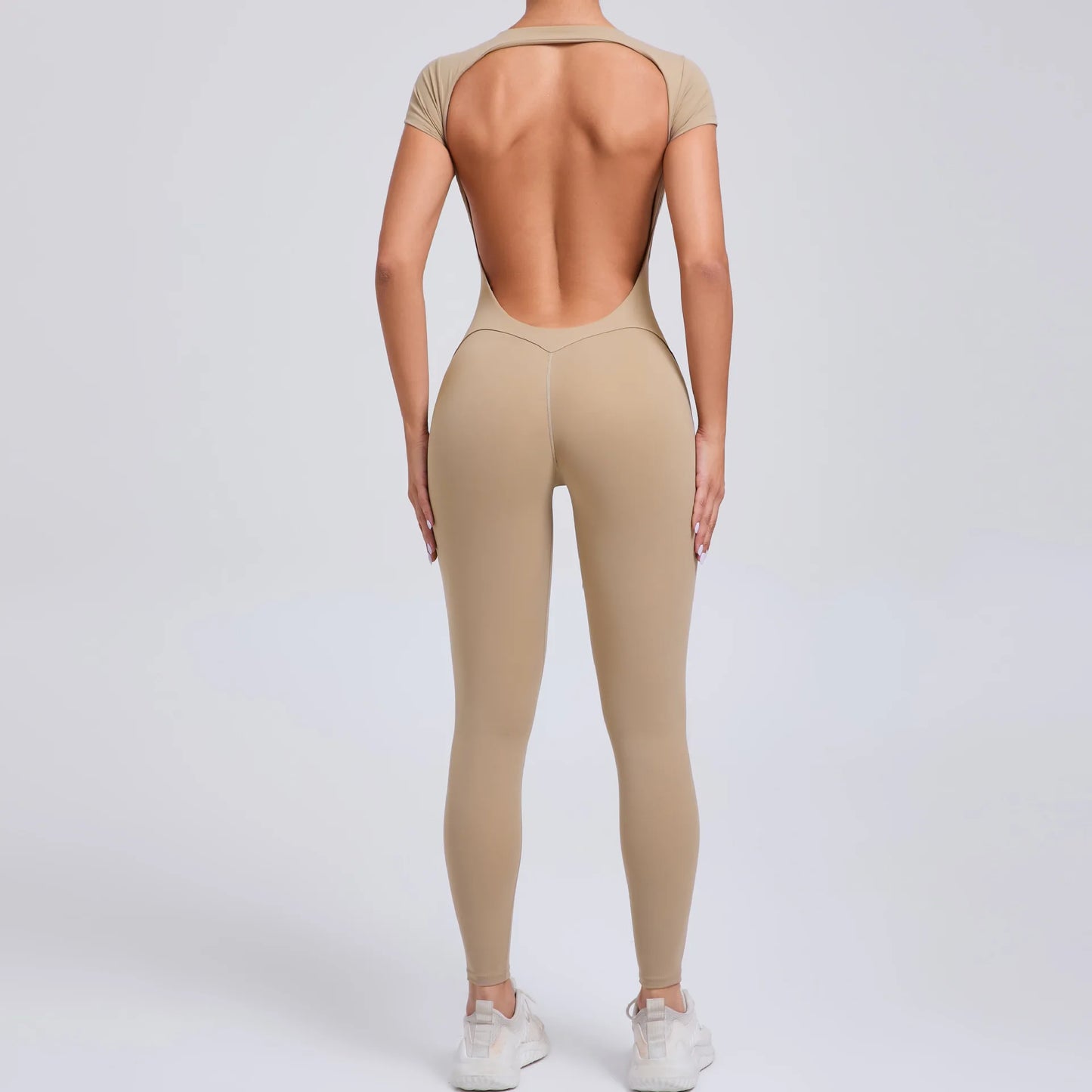 Body de yoga sexy sin espalda para mujer - Mono de yoga de una pieza para entrenamiento, mono deportivo acampanado, ropa de yoga para gimnasio y fitness