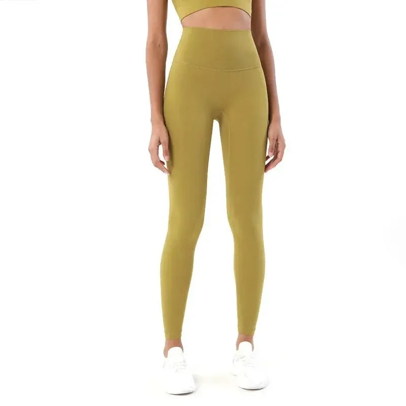 Pantalones de yoga de licra, leggings de gimnasio para mujer, mallas suaves de fitness, cintura alta elástica, transpirables, sin línea en T, pantalones deportivos