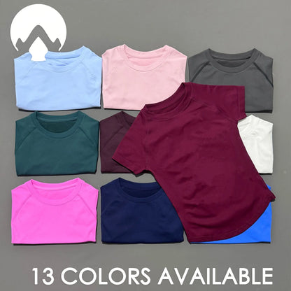 Seamless Short Sleeve T Shirts for Women Nylon High Stretch Breathable Quick Dry Slim Fit Activewear for Yoga Fitness Workout