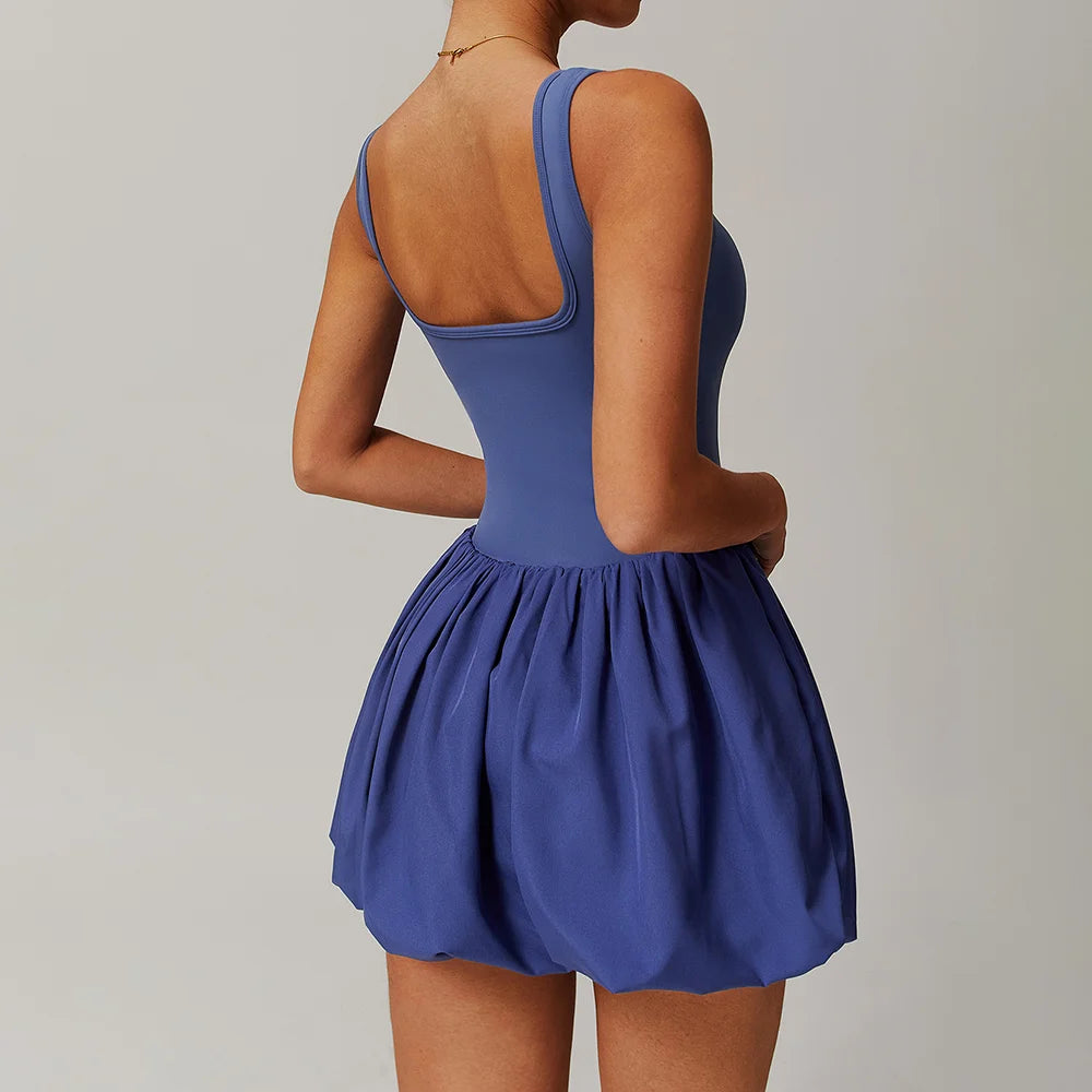 2025 Women's Two-Layer Sports Dress with Built-in Shorts – Naked Feel Fabric for Running Yoga Tennis & Gym Outdoor Activewear