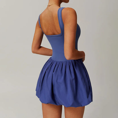 2025 Women's Two-Layer Sports Dress with Built-in Shorts – Naked Feel Fabric for Running Yoga Tennis & Gym Outdoor Activewear