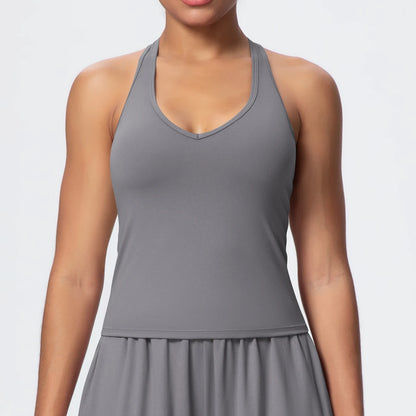 Women's Yoga Vest - Solid Color Slim-Fit Sports Top with Thin Shoulder Straps, Gym, Running, Pilates & Workout Athletic Tank Top