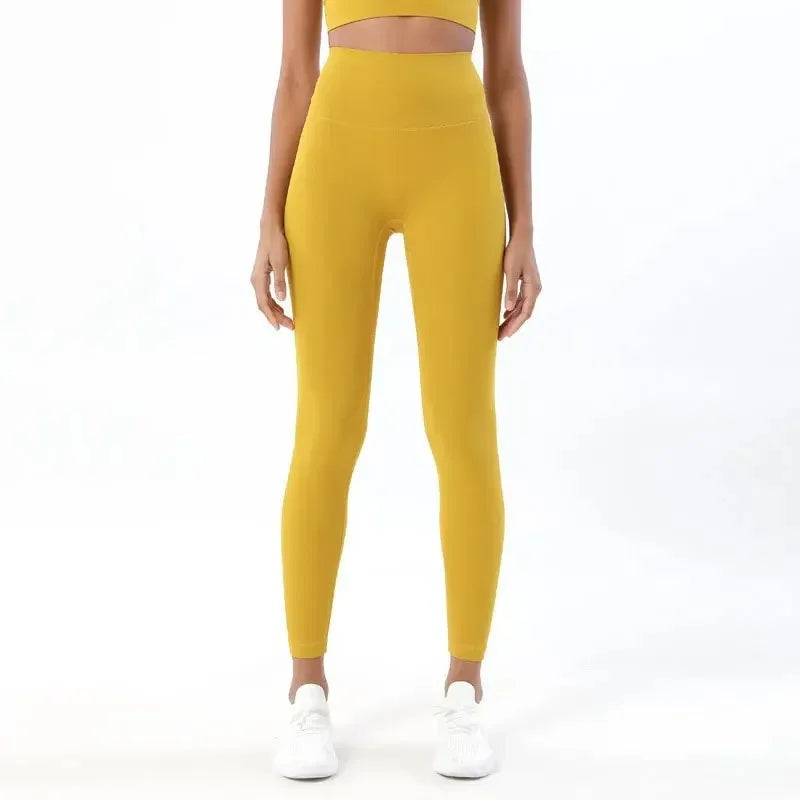 Pantalones de yoga de licra, leggings de gimnasio para mujer, mallas suaves de fitness, cintura alta elástica, transpirables, sin línea en T, pantalones deportivos