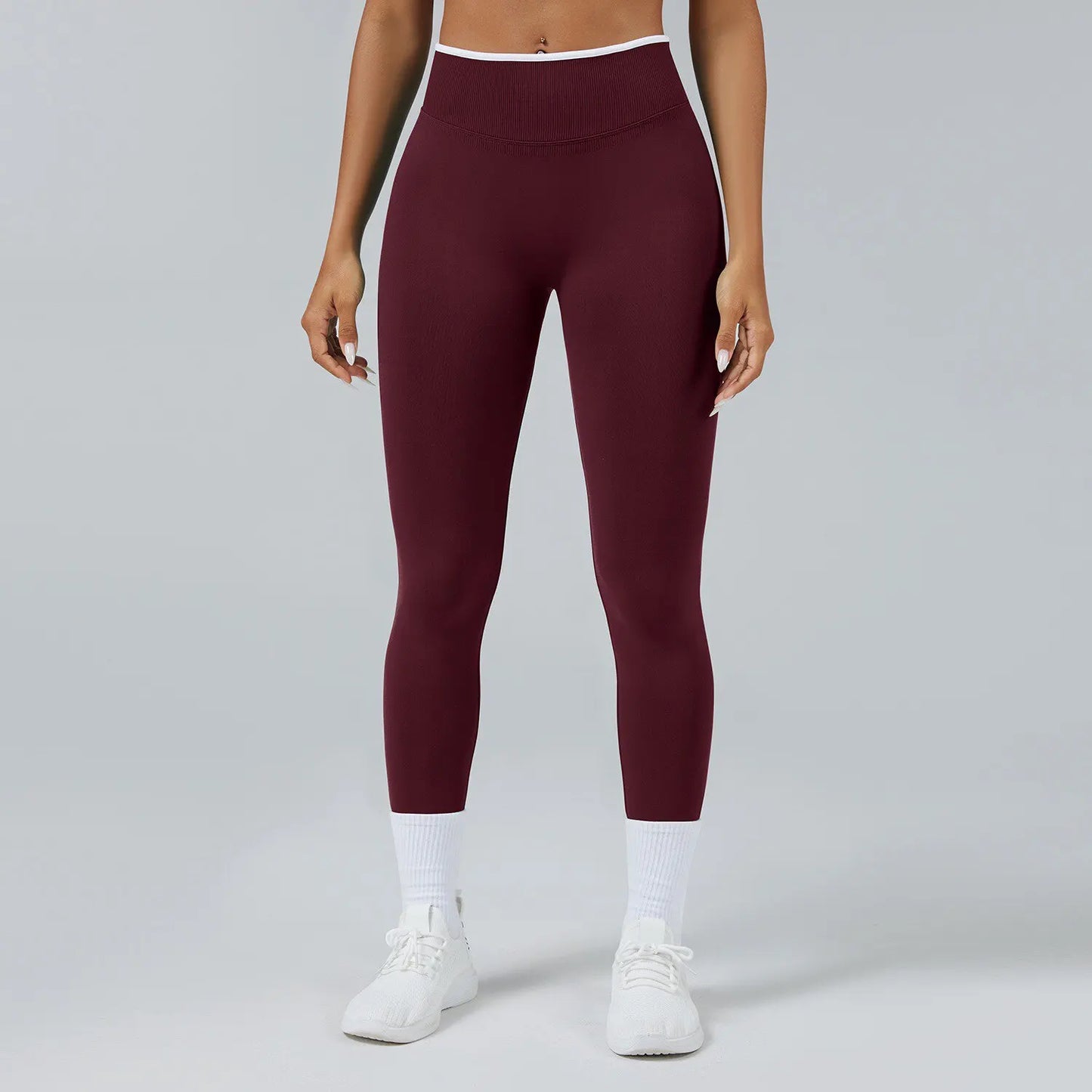 Pantalones ceñidos de punto sin costuras de talle alto con realce de cadera, leggings elásticos para yoga, correr, gimnasio al aire libre, mallas de ejercicio