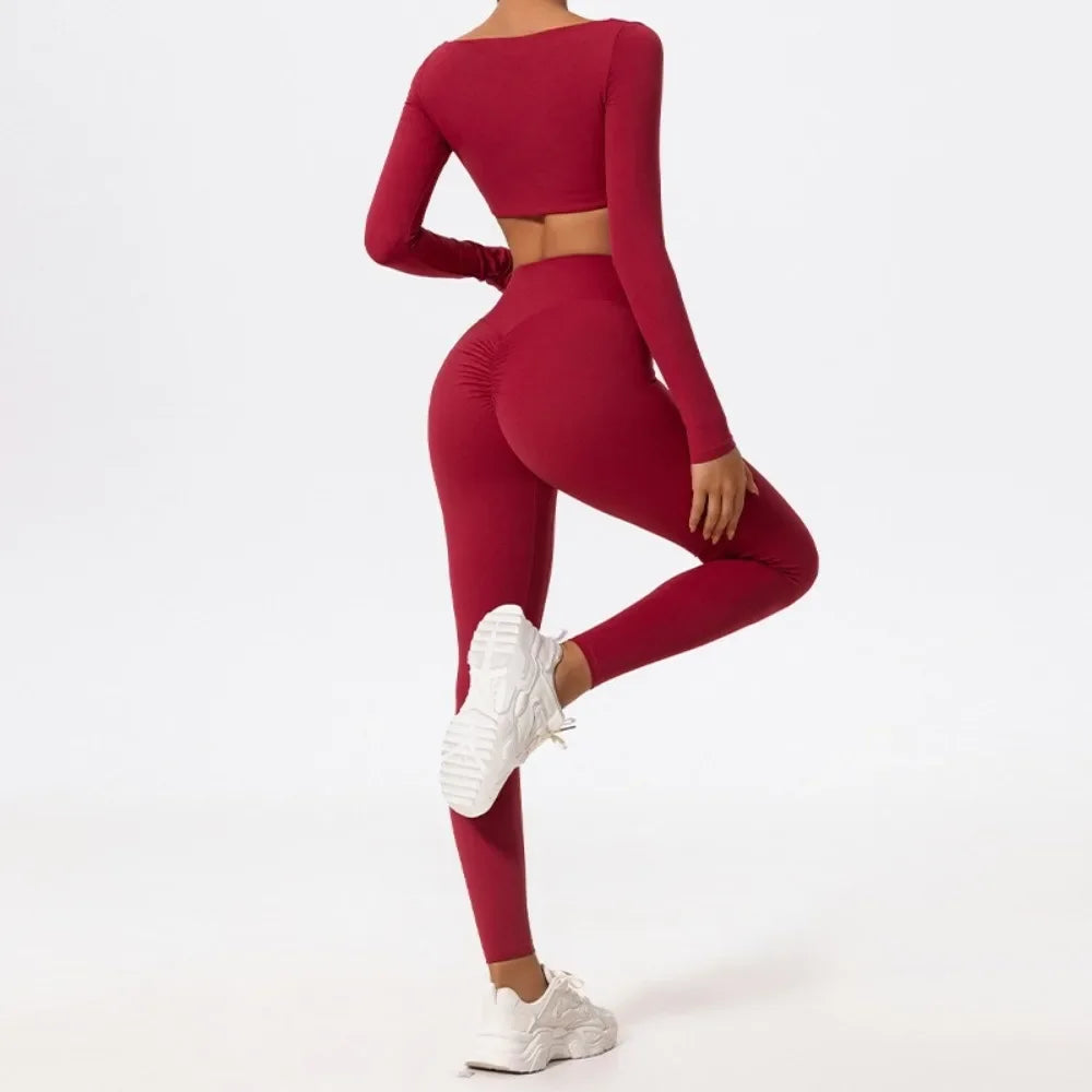Conjunto de 2 piezas de yoga y running cepillado para mujer, sujetador deportivo y leggings para gimnasio, fitness al aire libre, traje de entrenamiento elástico y transpirable