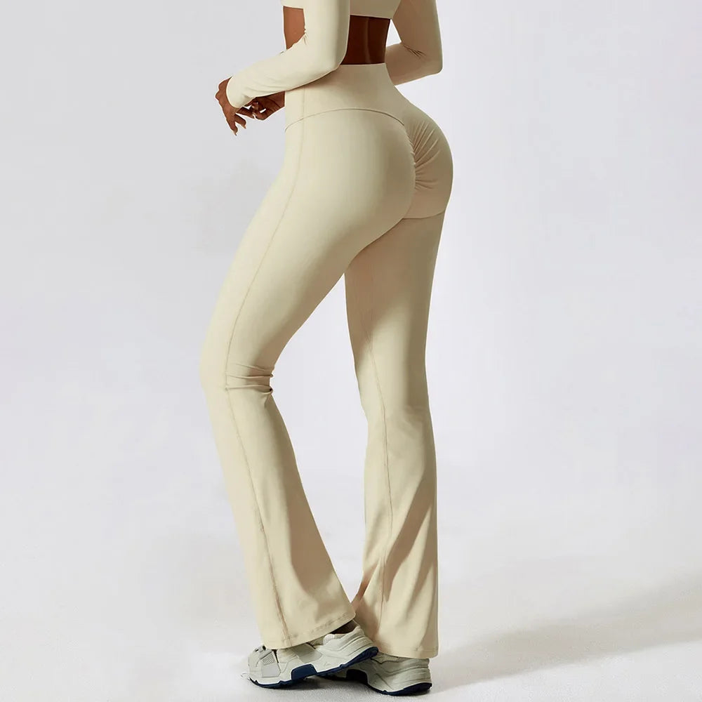 Pantalones de yoga acampanados para mujer, de cintura alta, pierna ancha, para gimnasio, entrenamiento, fitness, deportes, pantalones acampanados, pantalones de baile latino