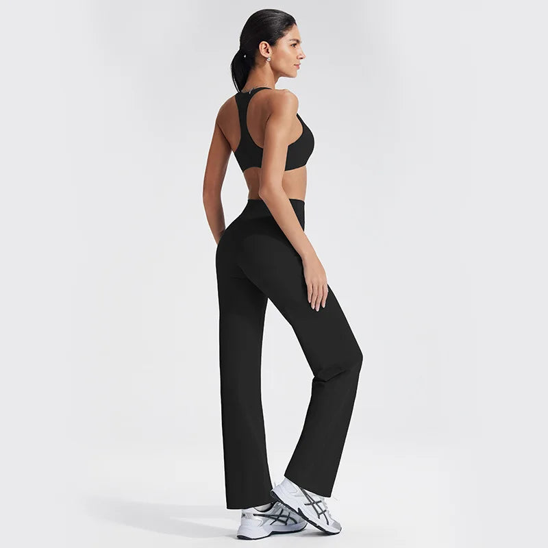 Conjunto de ropa de yoga para mujer - Ropa deportiva para gimnasio, correr, descansar y entrenar, traje elástico de fitness, conjunto atlético de dos piezas