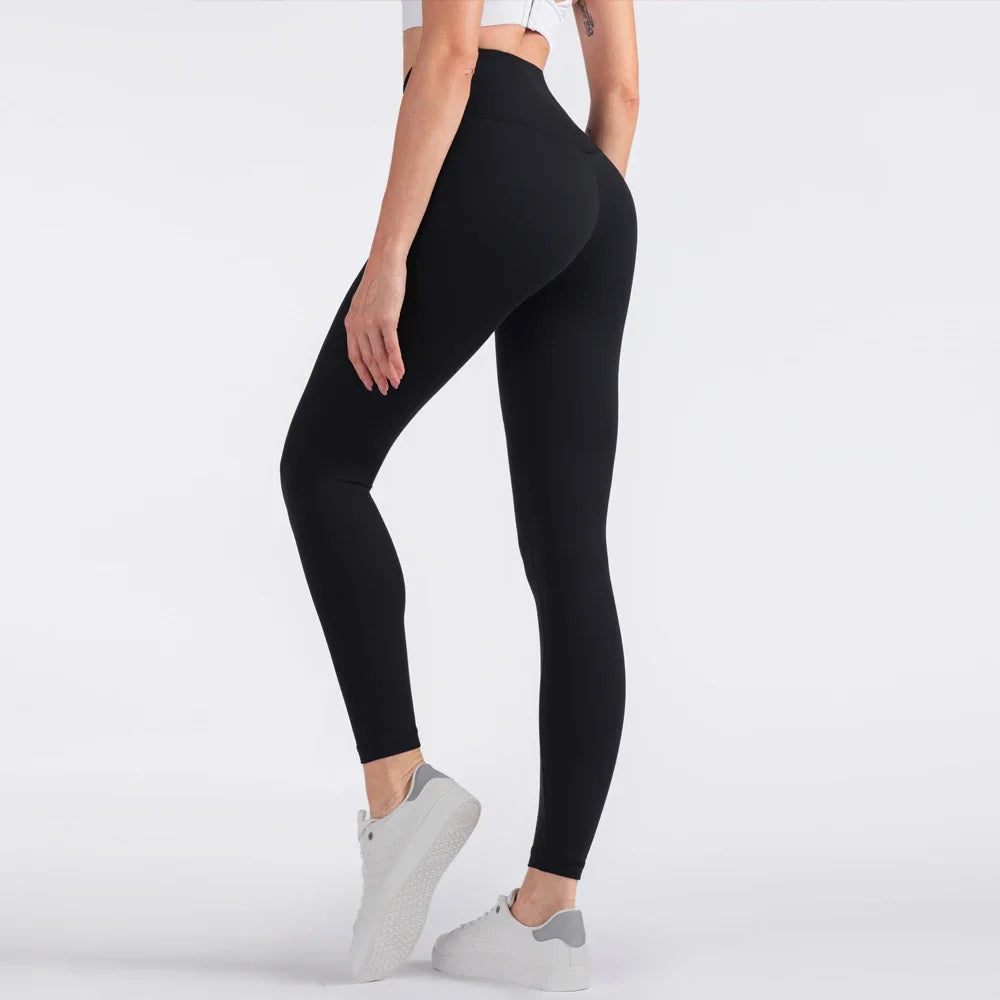 Pantalones de yoga de licra, leggings de gimnasio para mujer, mallas suaves de fitness, cintura alta elástica, transpirables, sin línea en T, pantalones deportivos