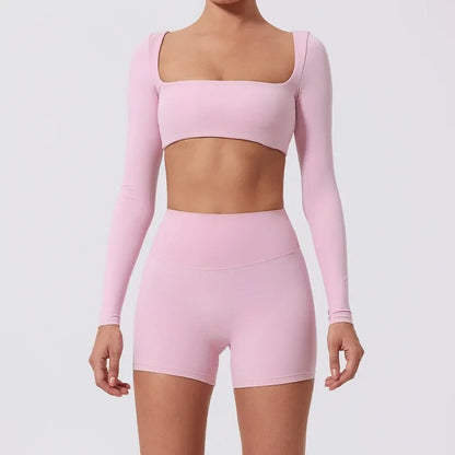 Conjunto de 2 piezas de yoga y running cepillado para mujer, sujetador deportivo y leggings para gimnasio, fitness al aire libre, traje de entrenamiento elástico y transpirable