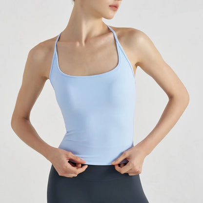 Women's Sports Bra with Chest Padding I-shaped Vest Tight-fitting Slimming Yoga Pilates Fitness Breathable Top Summer