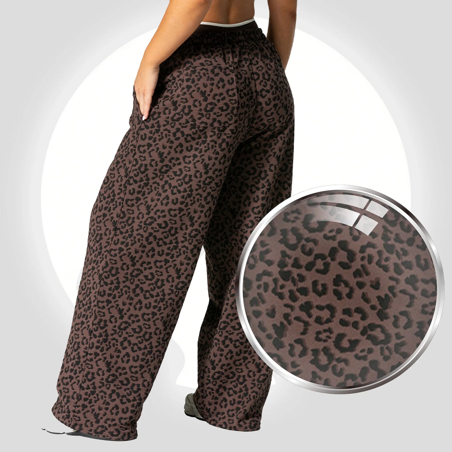 Women's Loose Leopard Print Athletic Pants, Wide Leg Trousers, Outdoor Running Jogging Yoga Sweatpants Sports Fitness Activities