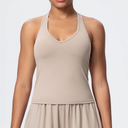 Women's Yoga Vest - Solid Color Slim-Fit Sports Top with Thin Shoulder Straps, Gym, Running, Pilates & Workout Athletic Tank Top