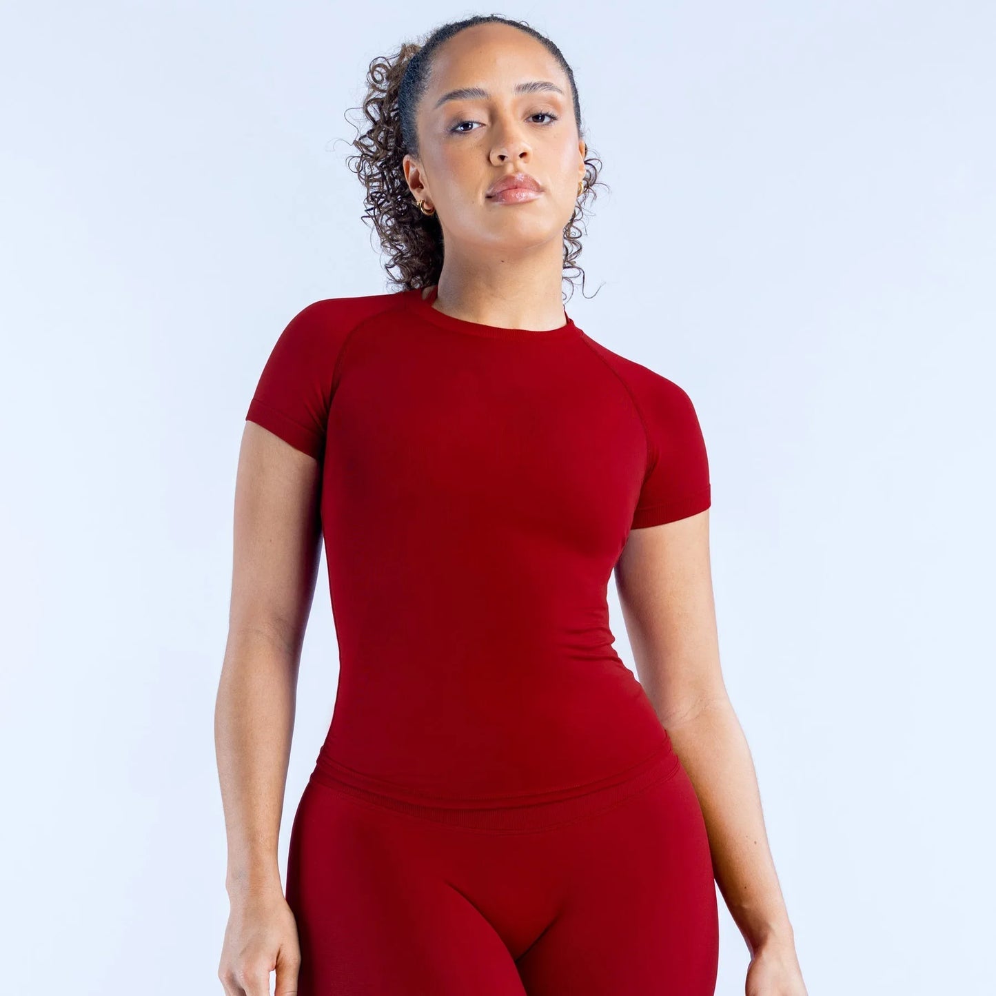 Seamless Short Sleeve T Shirts for Women Nylon High Stretch Breathable Quick Dry Slim Fit Activewear for Yoga Fitness Workout