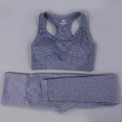 2 Piece Sets Womens Ribbed Yoga Sets Fitness Bra and Seamless High Waisted Sports Leggings Workout Clothes for Women Jogger Suit