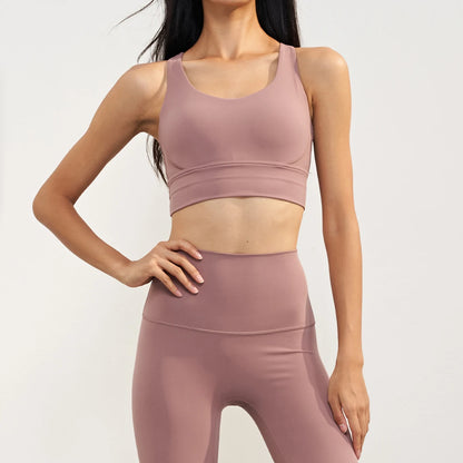 Women's Naked Feeling Sports Bra and Leggings Set - 2 Piece Gym Outfit for Yoga, Fitness, Workout Female Workout Clothing