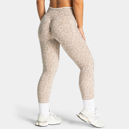 Leggings de yoga sin costuras con estampado de leopardo, control de abdomen de cintura alta, levantamiento de glúteos para actividades de fitness al aire libre, ejercicio y entrenamiento